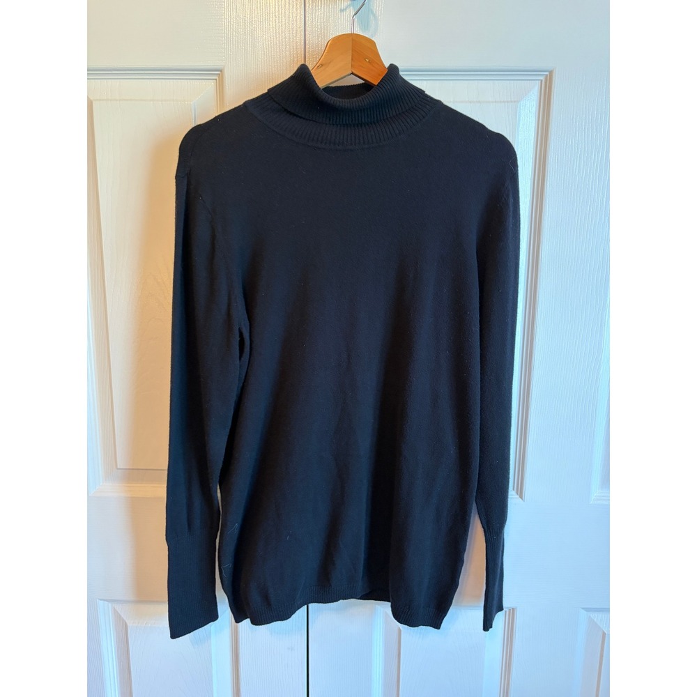 Worthington Womens XL Black Turtleneck Sweater Long Sleeve Cotton Rayon Knit